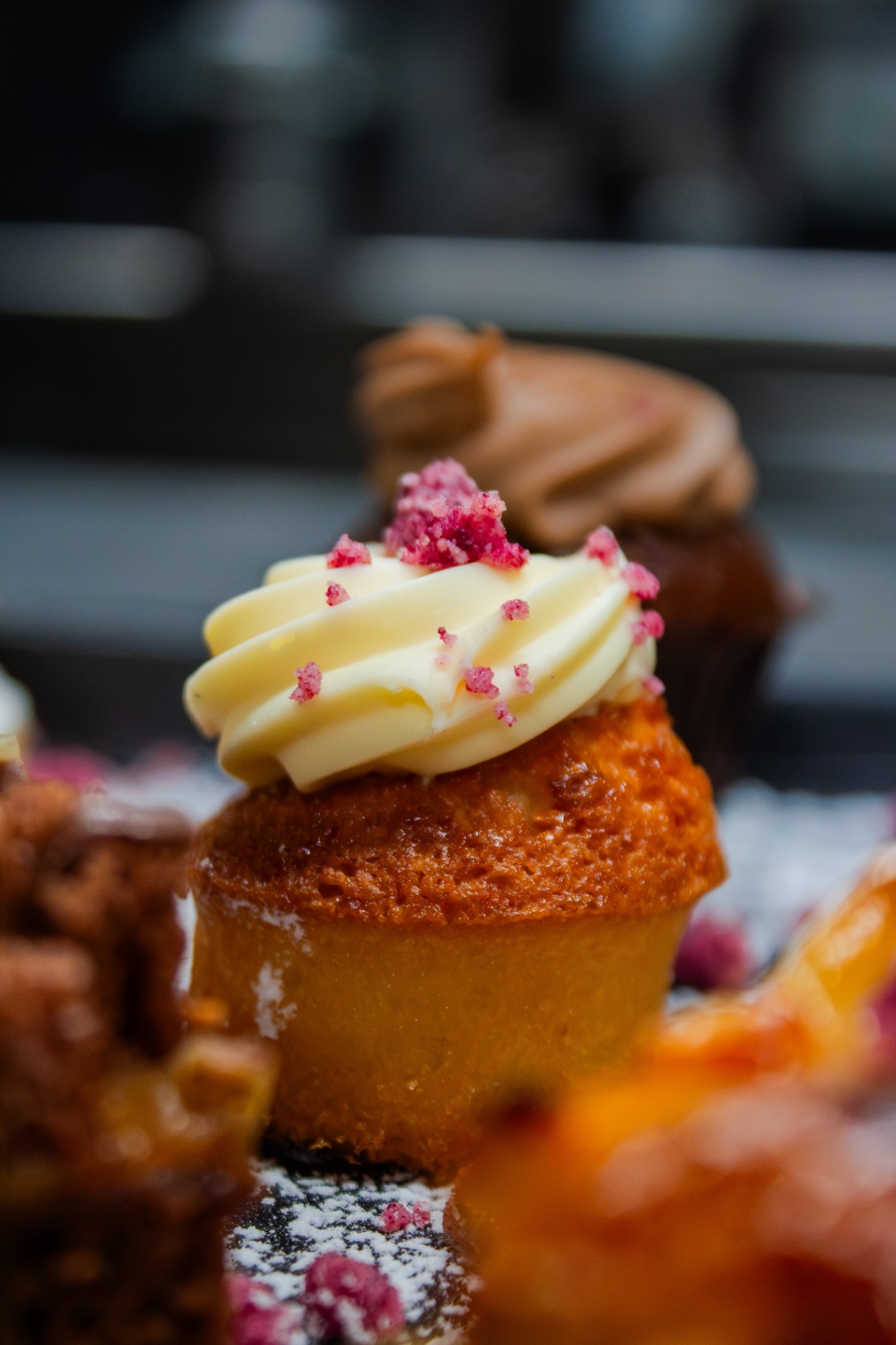 Culinaire close-up van een dessertje
