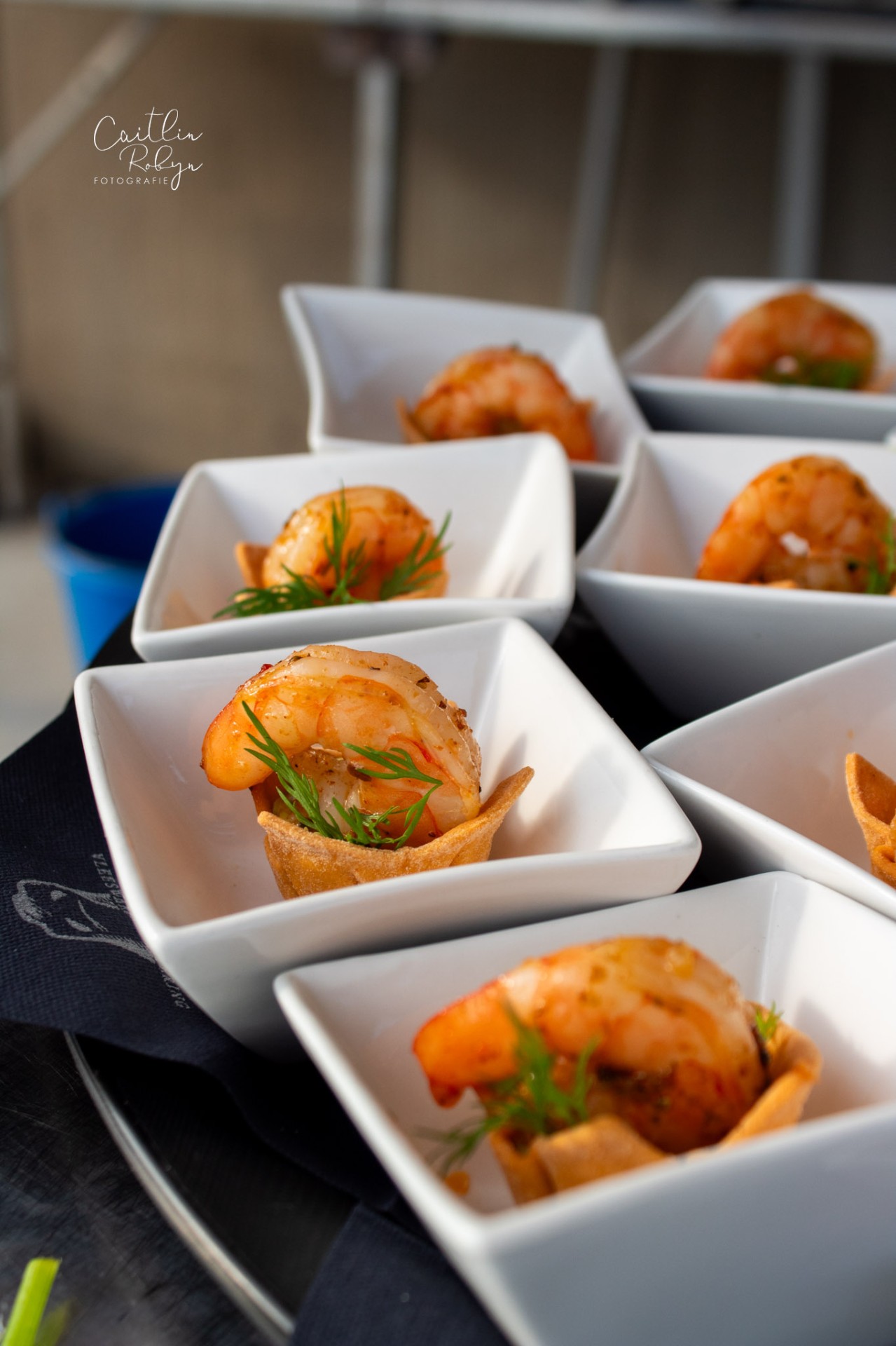 Scampi-hapjes geserveerd tijdens een event